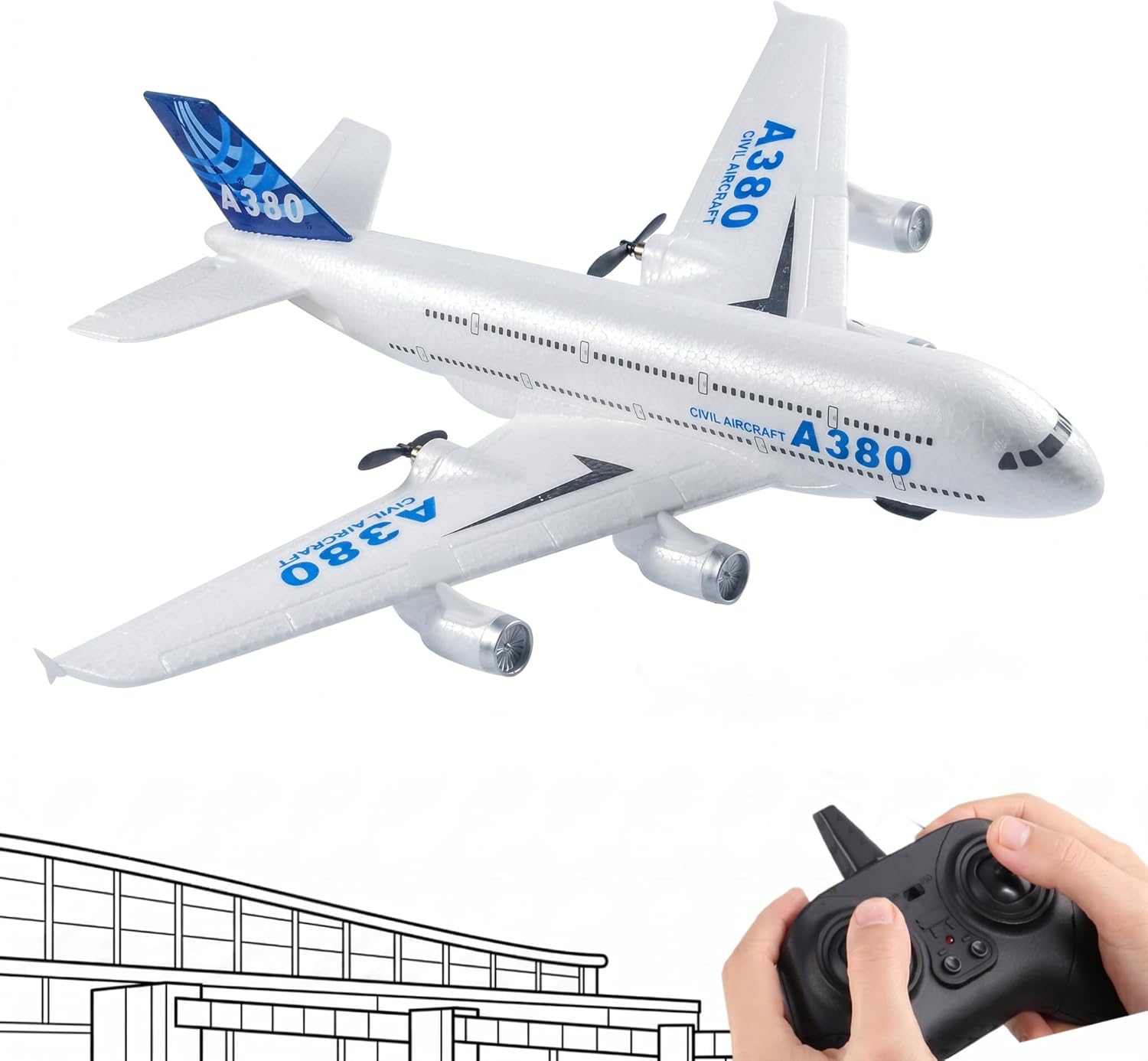Kids' Toys Channel - 2.4GHz Ready-to-Fly RC Airplane Airbus A380