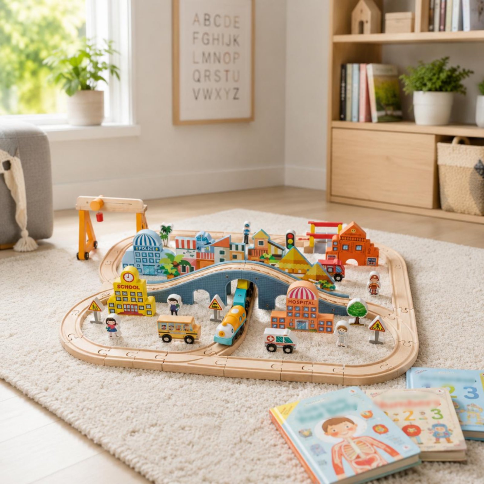 Toy Train Track Set - Electric Train Track Set Brain-Teaser City