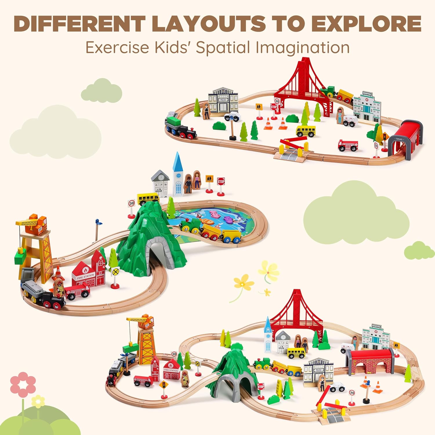 112-Piece Wooden Train Set for - огляд і ціна Toy Train Track Set