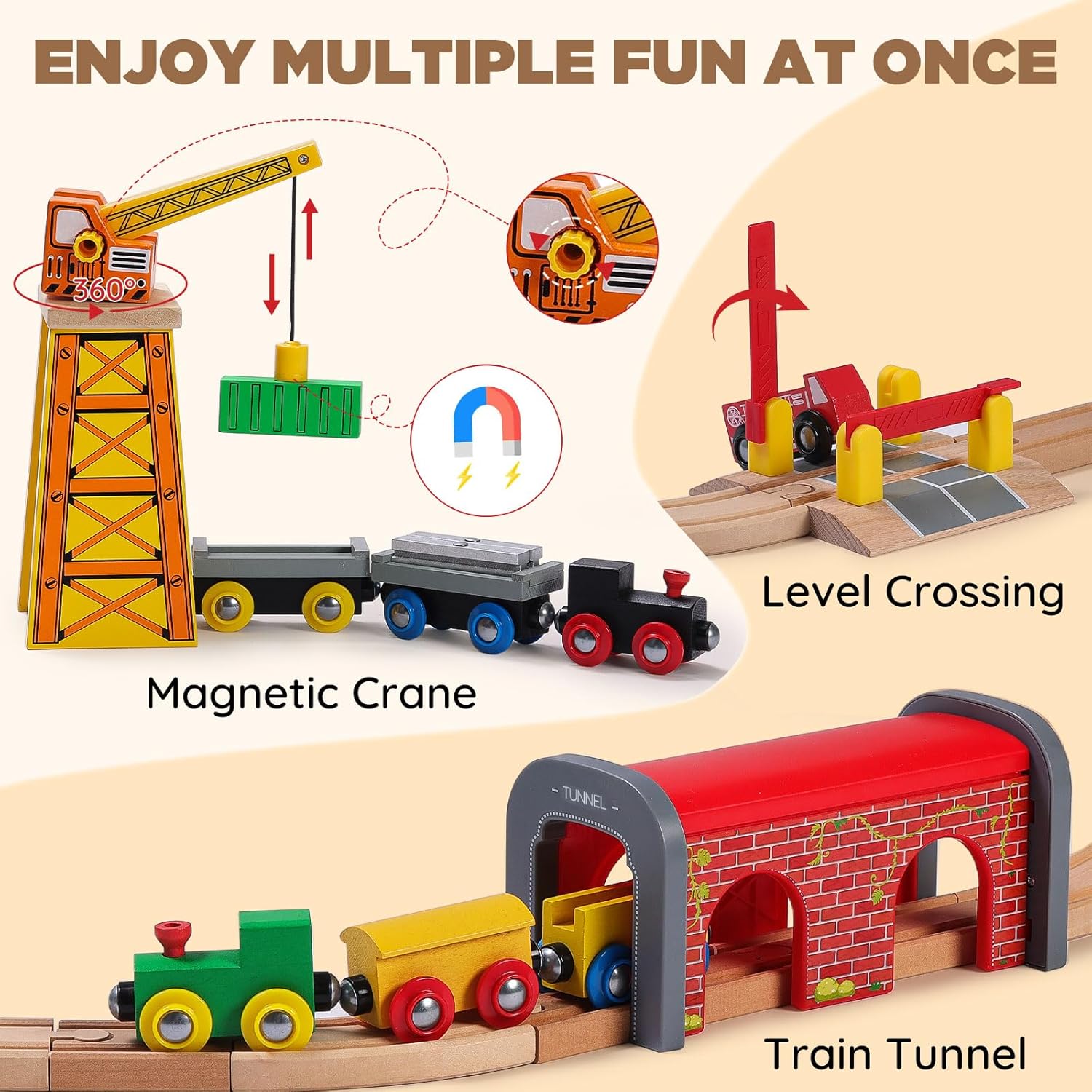 112-Piece Wooden Train Set for - огляд і ціна Toy Train Track Set