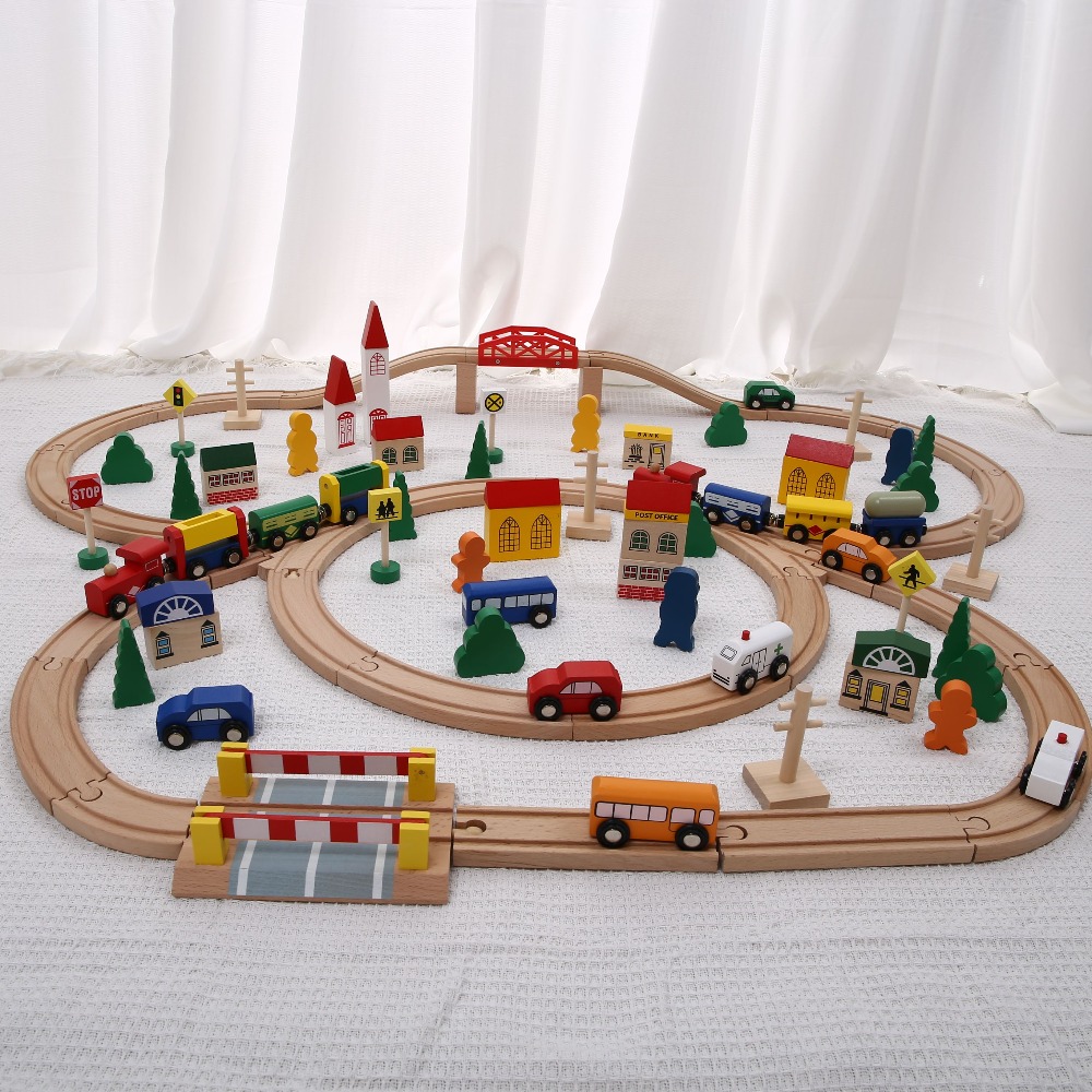 Wooden train set with track sl - огляд і ціна Toy Train Track Set