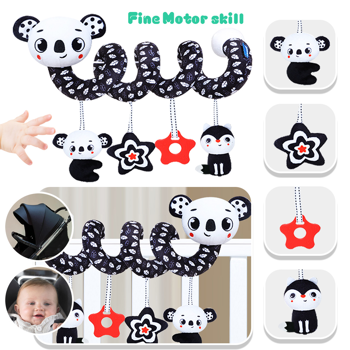 Spiral Plush Toys, Black White - огляд і ціна Kids Toys New Born