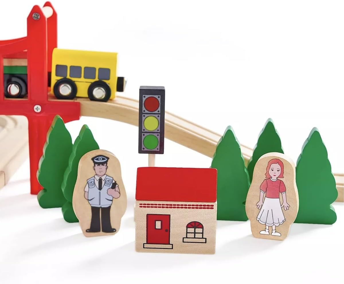 Wooden Train Set - 39 Pieces W - огляд і ціна Toy Train Track Set