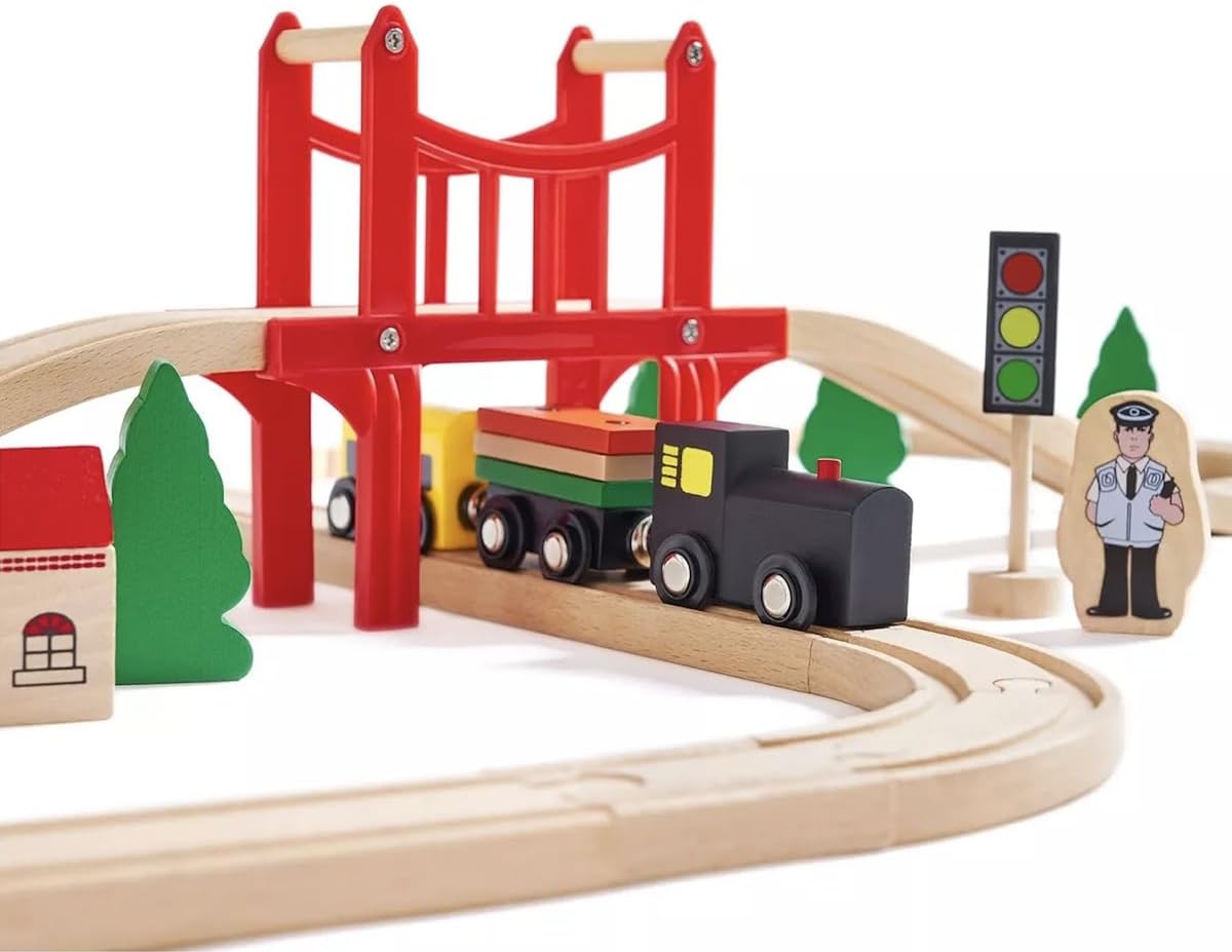 Wooden Train Set - 39 Pieces W - огляд і ціна Toy Train Track Set