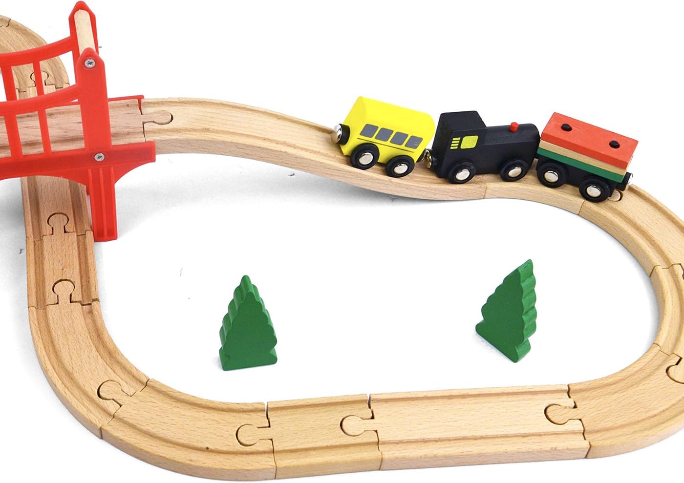 Wooden Train Set - 39 Pieces W - огляд і ціна Toy Train Track Set