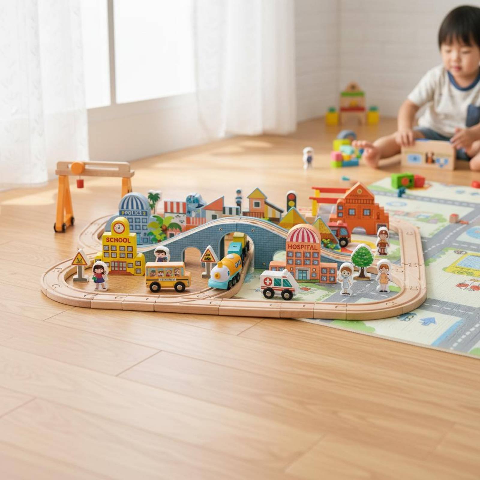 Wooden Train Set Educational W - огляд і ціна Toy Train Track Set