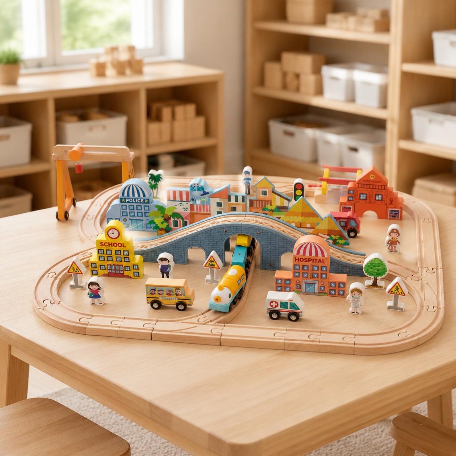 Wooden Train Set Educational W - огляд і ціна Toy Train Track Set