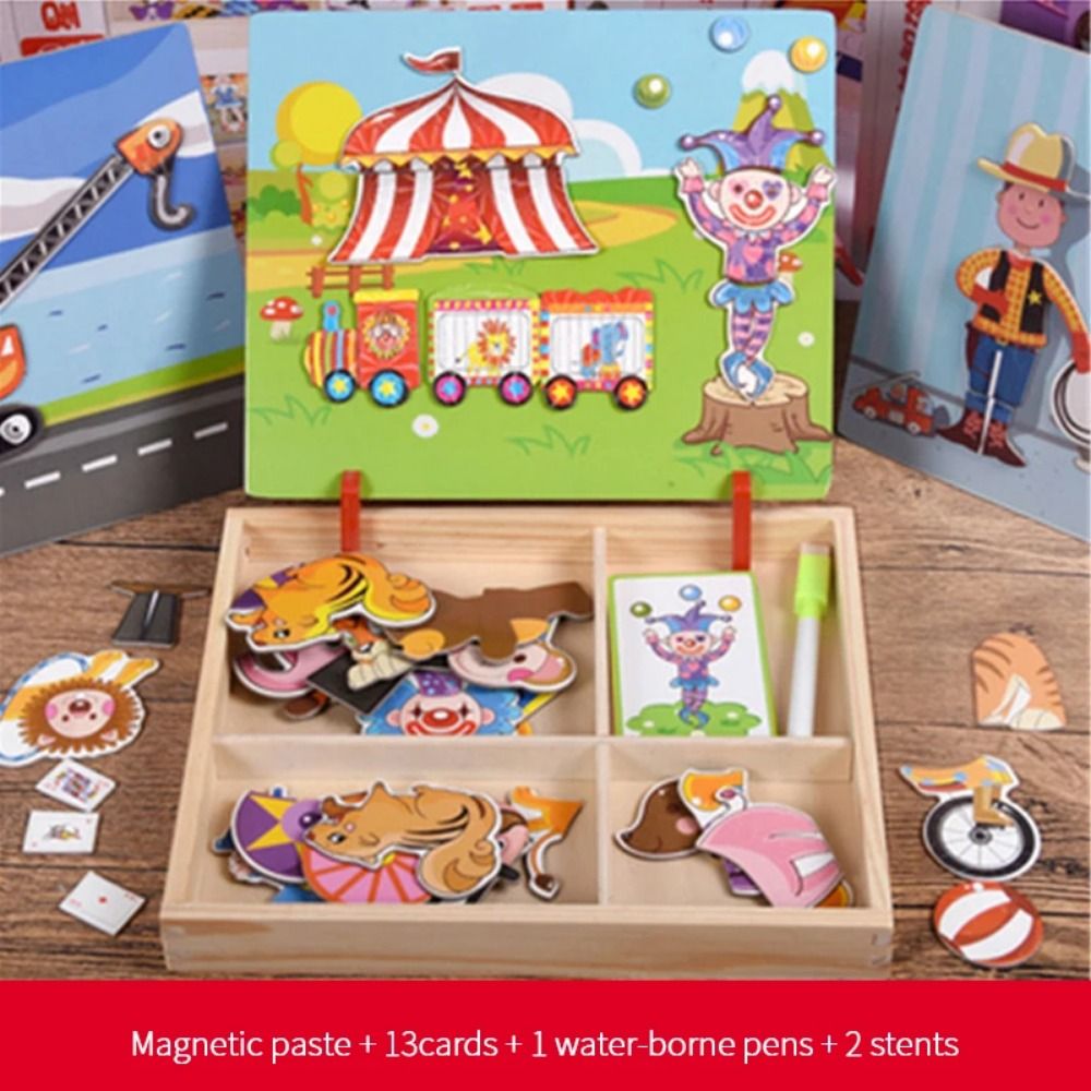 Wood Magnetic 3D Puzzles with  - огляд і ціна Kids Toys Drawing Easy